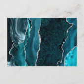 Moderne Aquamarine Silber Agate Dunkle Hochzeitsde Begleitkarte (Rückseite)