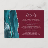 Moderne Aquamarine Silver Agate Burgund Hochzeitde Begleitkarte (Vorderseite)