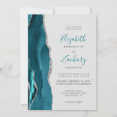 Moderne Aquamarine Silver Agate Gray Wedding Einladung (Vorderseite)