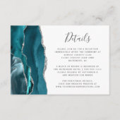 Moderne Aquamarine Silver Agate Hochzeitdetails Begleitkarte (Vorderseite)