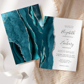 Moderne Aquamarine Silver Agate Hochzeitseinladung Einladung