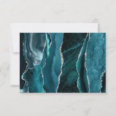 Moderne, Aquamarine Silver Agate Wedding RSVP Card (Rückseite)