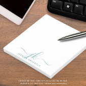 Moderne Aquamarine Skriptmonogramm-Initialen Post-it Klebezettel