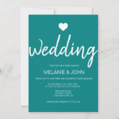 Moderne Aquamarine Typografie Minimale Hochzeit Einladung (Vorderseite)