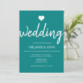 Moderne Aquamarine Typografie Minimale Hochzeit Einladung (Stehend Vorderseite)