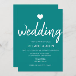 Moderne Aquamarine Typografie Minimale Hochzeit Einladung