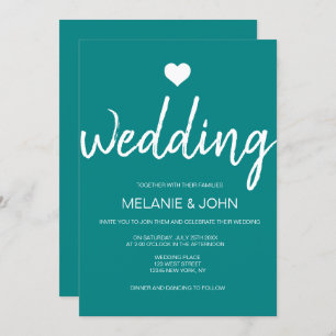 Moderne Aquamarine Typografie Minimale Hochzeit Einladung