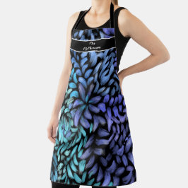 Moderne aquamarine und blaue Blütenblätter Schürze