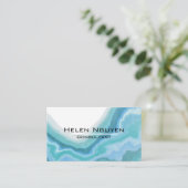 Moderne Aquamarine und blaue Ozeanmarmorgeode Visitenkarte (Stehend Vorderseite)