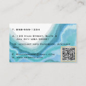 Moderne Aquamarine und blaue Ozeanmarmorgeode Visitenkarte (Rückseite)