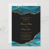 Moderne Aquamarine und Gold Agate Stone Engagement Einladung (Vorderseite)