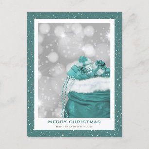 Moderne Aquamarine und goldene Weihnachten froh