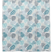 Moderne Aquamarine und graue Blätter Duschvorhänge Duschvorhang (Vorderseite)