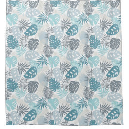 Moderne Aquamarine und graue Blätter Duschvorhänge Duschvorhang