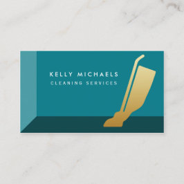 Moderne Aquamarine- und Imitat Gold Vacuum Reinigu Visitenkarte