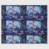 Moderne aquamarine und lila Aquarellmuster Geschenkpapier (Flach)