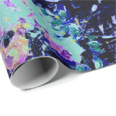 Moderne aquamarine und lila Aquarellmuster Geschenkpapier (Rolleneckpunkt)