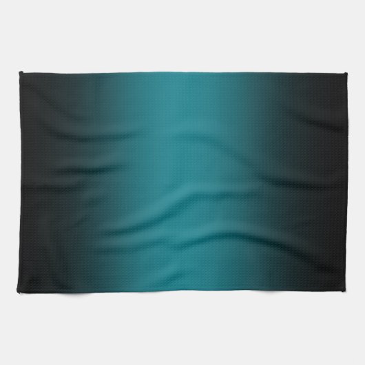 Moderne Aquamarine und schwarze Gradient Geschirrtuch (Horizontal)
