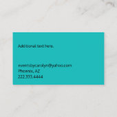 Moderne Aquamarine und schwarze Welt Visitenkarte (Rückseite)