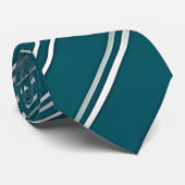 Moderne Aquamarine und silberne Streifen Neck Tie Krawatte (Gerollt)