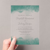 Moderne Aquamarine Wasserfarbenhochzeit Acryleinladungen (Insitu (Handheld))
