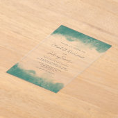 Moderne Aquamarine Wasserfarbenhochzeit Acryleinladungen (Ablage )