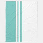 Moderne, Aquamarine, weiße Farbblockstreifen Fleecedecke (Vorderseite)