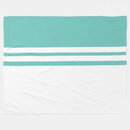 Moderne, Aquamarine, weiße Farbblockstreifen Fleecedecke