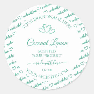 Moderne Aquamarine White Word Cloud Product Labels Runder Aufkleber