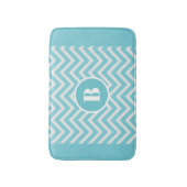 Moderne Aquamarine Zickzack Monogram Baby Kinderzi Badematte (Vorderseite Vertikal)
