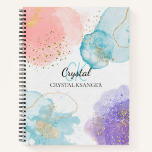 Moderne Aquarell-Abstrakte Kunst Pastell-Monogramm Notizblock