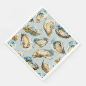 Moderne Aquarell-Austern-Muster Serviette (Ecke)