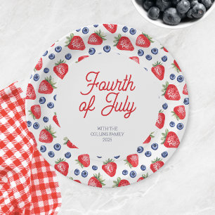 Moderne Aquarell-Beeren 4. Juli Sommerparty Pappteller