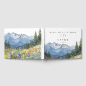 Moderne Aquarell-Berg-Blumen-Hochzeit Gästebuch (Voll)