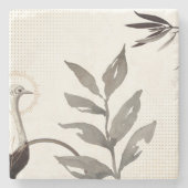 Moderne Aquarell-Blätter Strauß | Elfenbein Steinuntersetzer (Vorderseite)