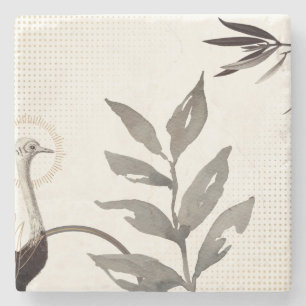 Moderne Aquarell-Blätter Strauß   Elfenbein Steinuntersetzer