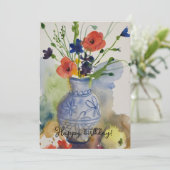 Moderne Aquarell-Blume Feiertagskarte (Stehend Vorderseite)