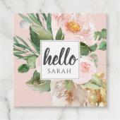 Moderne Aquarell-Blume & Hallo & Name Geschenkanhänger (Vorderseite)