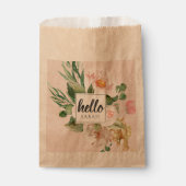 Moderne Aquarell-Blume & Hallo & Name Geschenktütchen (Vorderseite)
