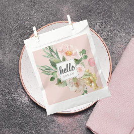 Moderne Aquarell-Blume & Hallo & Name Geschenktütchen