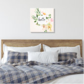 Moderne Aquarell-Blume & Hallo & Name Leinwanddruck (Insitu (Schlafzimmer))