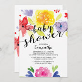 Moderne Aquarell Blume Kinderdusche Einladung (Vorne/Hinten)