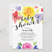 Moderne Aquarell Blume Kinderdusche Einladung