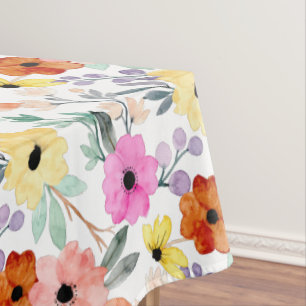 Moderne Aquarell-Blumen Botanische Blumen Lange T Tischdecke