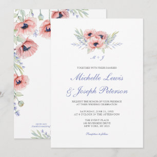 Moderne Aquarell-Blumen-Hochzeitseinladungskarten Einladung