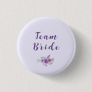 Moderne Aquarell-Blumen Hochzeitsteam Braut Brautp Button