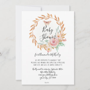 Moderne Aquarell-Blumen-Roségold-Shower per Post Einladung