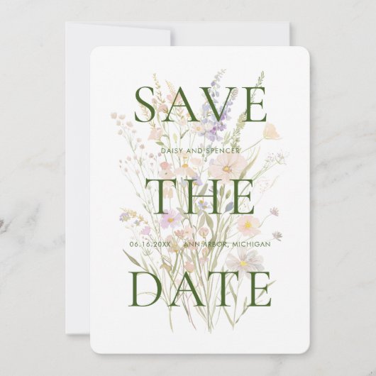 Moderne Aquarell-Blumenhochzeit Save The Date (Vorderseite)