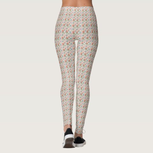Moderne Aquarell-Blumenmuster Leggings (Rückseite)