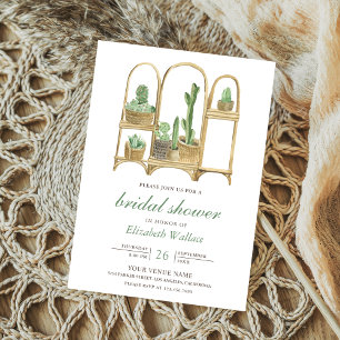 Moderne Aquarell-Boho-Kaktus-Brautparty Einladung